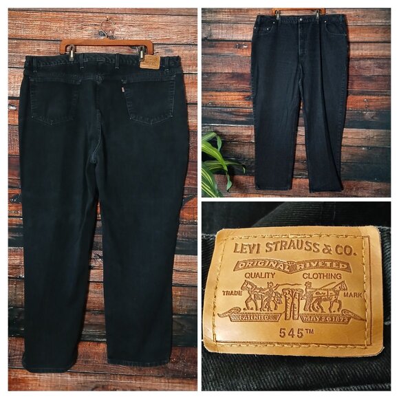 Levis Vintage Jeans Mens 50X32 545 Loose Fit Black Denim 100% Cotton Made in USA - Picture 1 of 9